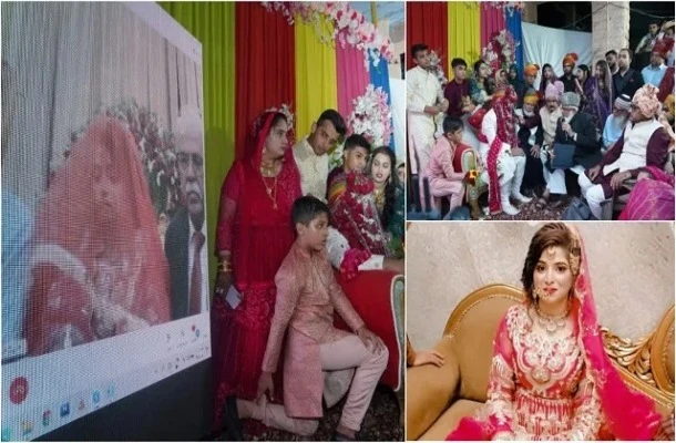 जौनपुर में भारतीय युवक और पाकिस्तानी युवती के बीच ऑनलाइन निकाह का दृश्य, जो भारत और पाकिस्तान के रिश्तों को दर्शाता है।