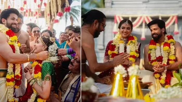 कीर्ति सुरेश और एंथनी थाटिल की गोवा में शादी की तस्वीर।