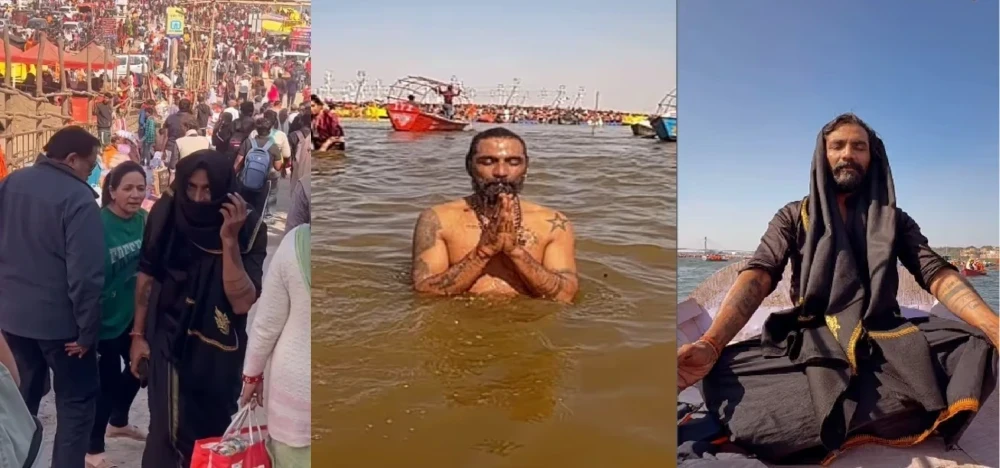 रेमो डिसूजा ने प्रयागराज कुंभ मेला में भेष बदलकर शामिल होकर संगम में डुबकी लगाई और इसका वीडियो सोशल मीडिया पर पोस्ट किया। उन्होंने काले धोती-कुर्ते और ब्लैक स्टॉल से अपना चेहरा ढक रखा था।