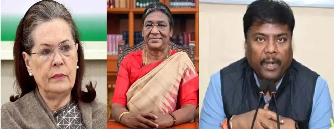 Chhattisgarh Forest Minister Kedarnath Kashyap condemns Sonia Gandhi's 'Poor Lady' remark against President Droupadi Murmu.
