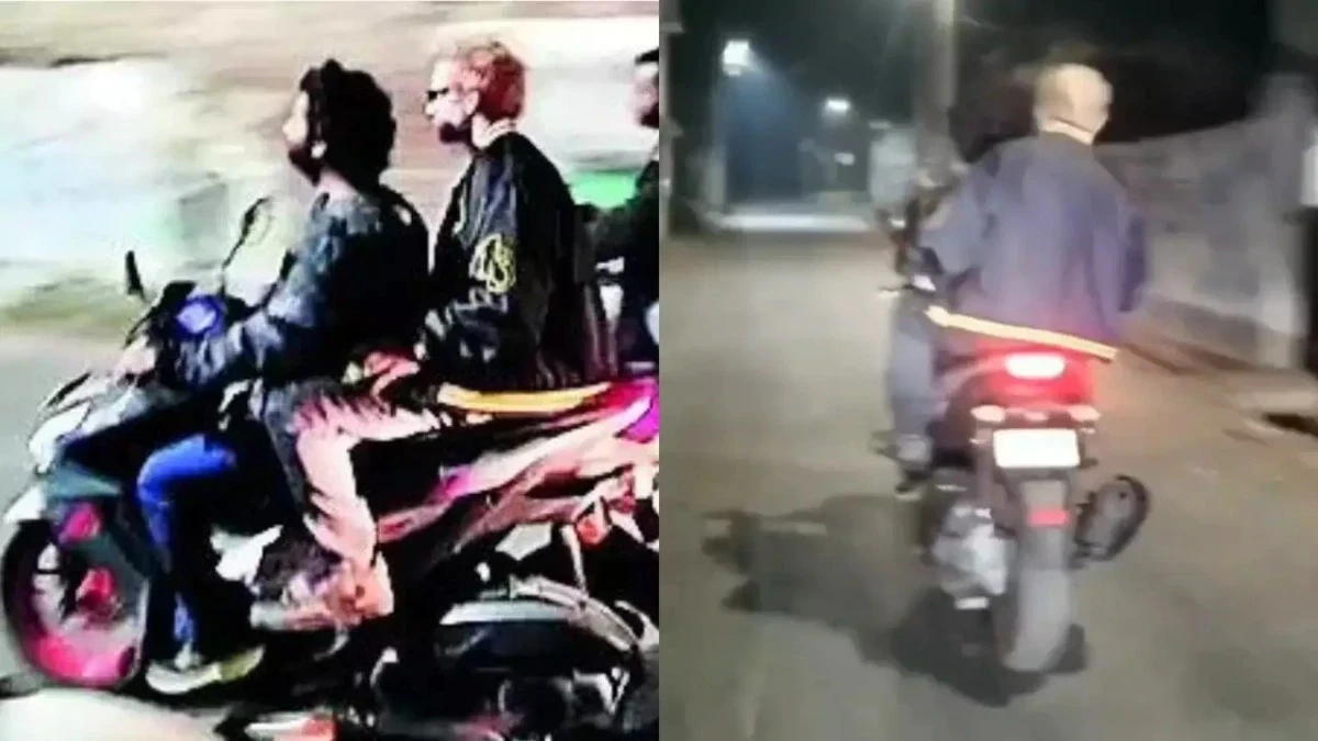 एड शीरन और अरिजीत सिंह जियागंज, पश्चिम बंगाल में स्कूटर पर घूमते हुए, जो वायरल हो रहा है।