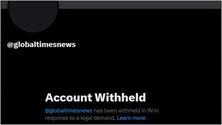 China-Türkiye's X account Banned in India
