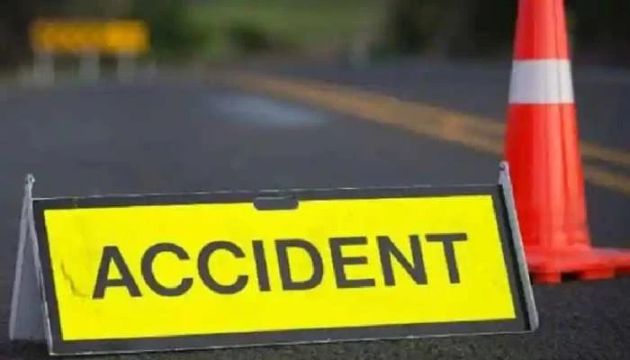 Scene of bike crash near parked bus—UP accident involving high-speed bike colliding with stationary bus killing two male relatives