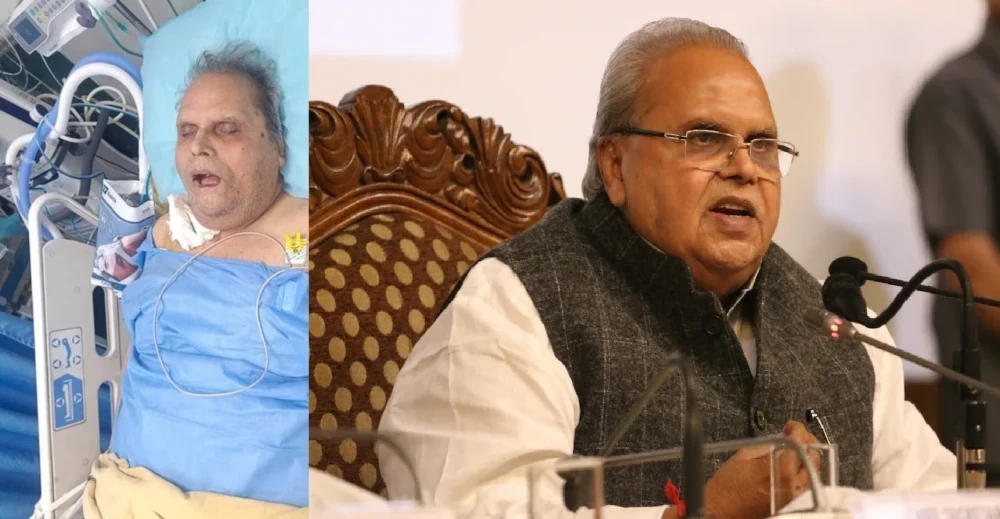सत्यपाल मलिक की स्मृति में दिल्ली के RML अस्पताल के बाहर श्रद्धांजलि सभा।