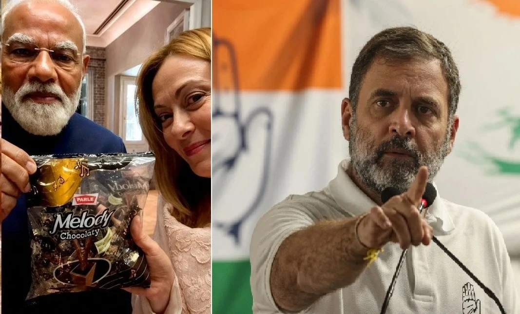 इटली की प्रधानमंत्री जॉर्जिया मेलोनी को ‘Melody’ चॉकलेट गिफ्ट करते प्रधानमंत्री नरेंद्र मोदी का वायरल वीडियो।