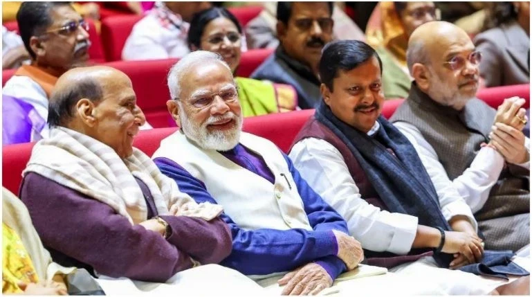 Narendra Modi, PM Modi, NDA Government, NDA 12 Years, Jawaharlal Nehru Record, Longest Serving Prime Minister, Elected Prime Minister, BJP, NDA Meeting, Bharat Mandapam, New Delhi, Rajnath Singh, Amit Shah, Indian Politics, Modi Milestone, NDA Leaders Meeting, Governance, Development Agenda, Assembly Elections, Political Strategy, India Politics News