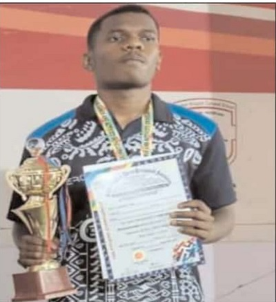 Manindra Nag with his boxing gear after qualifying for the national competition.