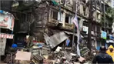"Building collapse in Mumbai's Grant Road area: One dead, four injured, rescue operations ongoing."