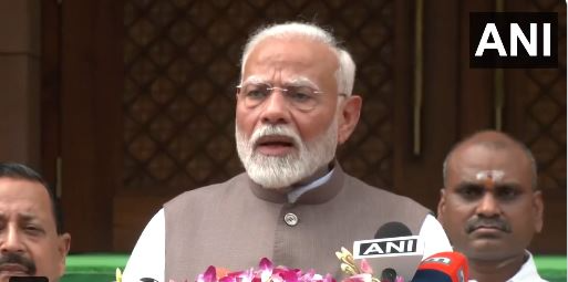 PM Modi addresses the media, emphasizing the importance of the monsoon session and the 2024 Budget for India's growth, urging MPs to focus on national progress and unity.